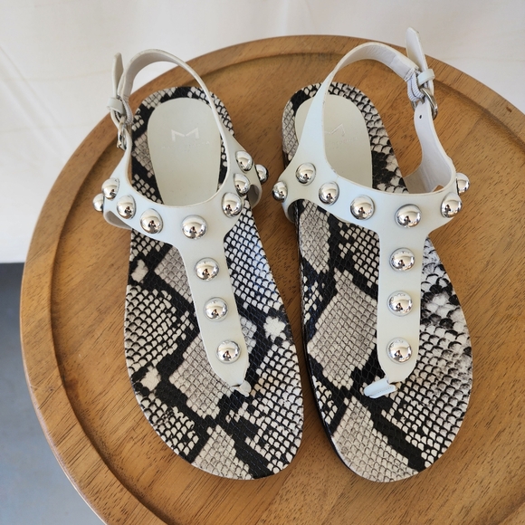 Marc Fisher Snakeskin Studded Sandals - Picture 5 of 11